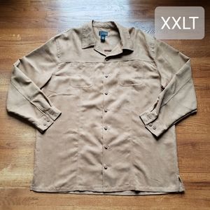 Cezani | Vintage Suede Button Up Shirt Jacket | XXL Tall